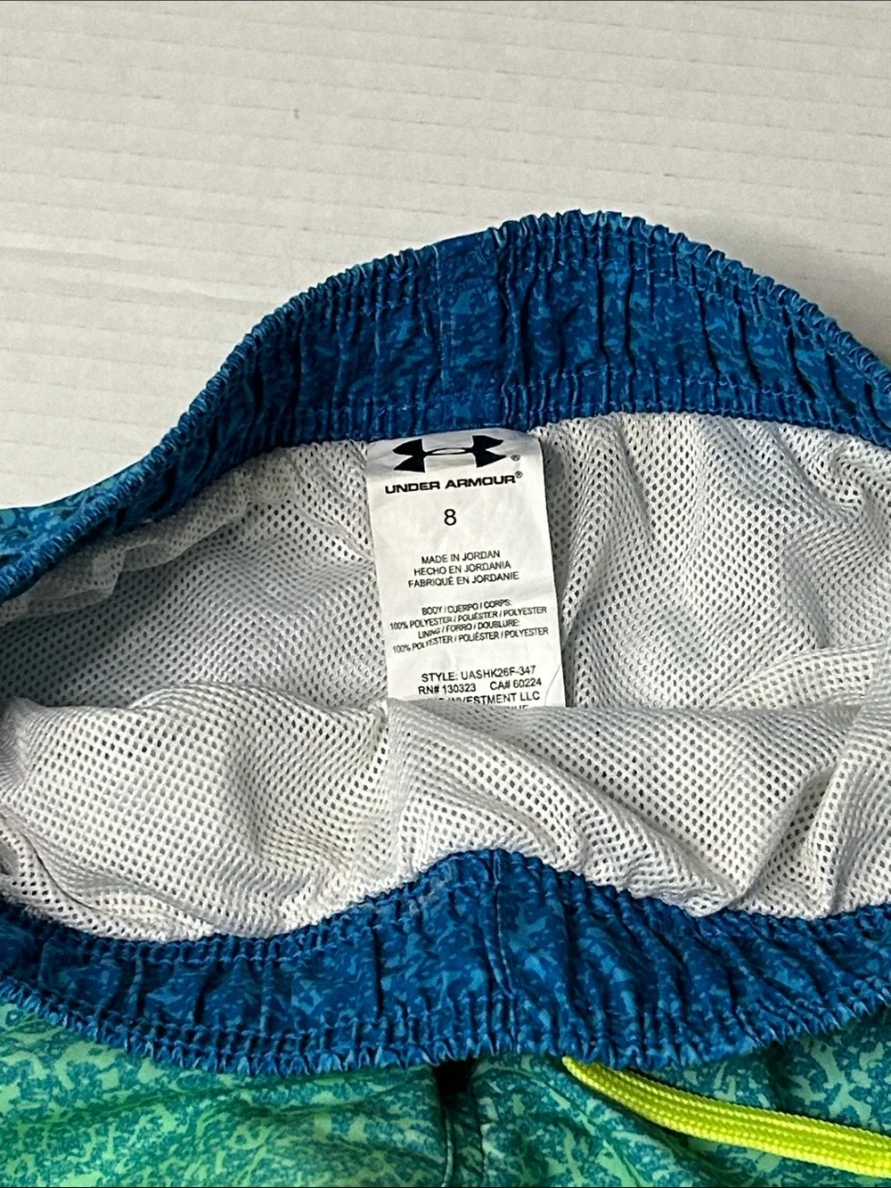 Under Armour Boys Size 8 Blue-Green Gradient Boys' Swim Trunks
